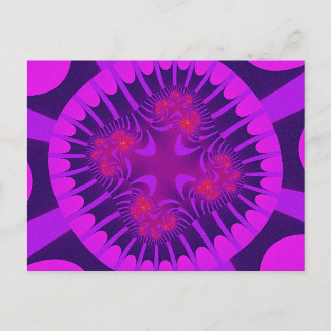 Colourful Purple and Pink Fractal Postcard (Front)