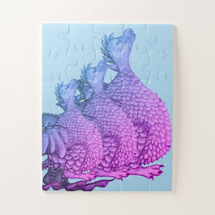 colourful purple dragons mythical creatures cute jigsaw puzzle