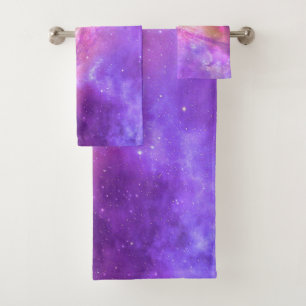 Colourful Purple Galaxy Artwork Towel Set