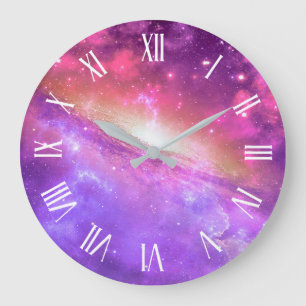 Colourful Purple Galaxy Artwork   Wall Clock