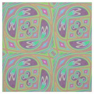 Colourful Purple Green Pink Kaleidoscope Print Fabric