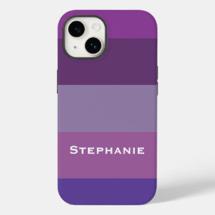 Colourful Purple Lavender Abstract Stripes Name Case-Mate iPhone 14 Case