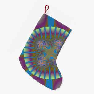 Colourful Purple, Light Blue and Pale Green Fracta Small Christmas Stocking