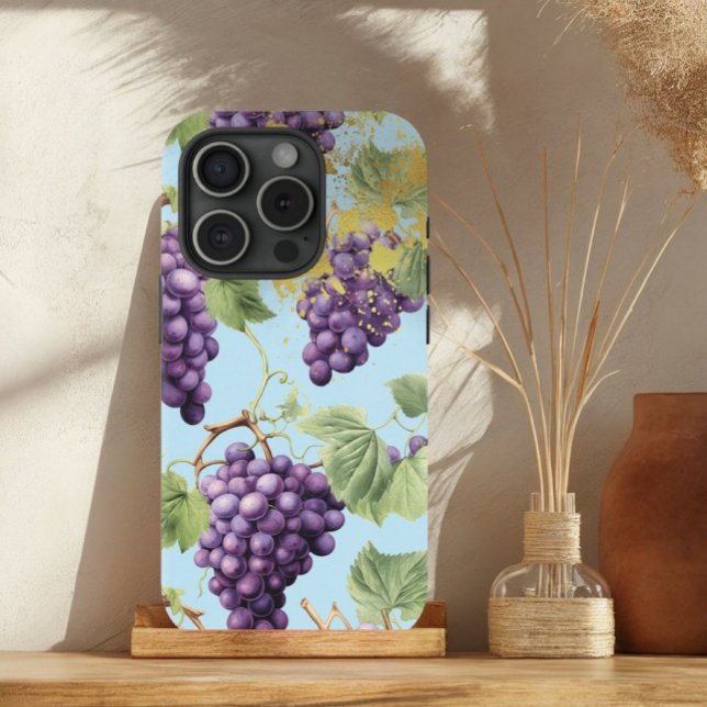 Colourful Purple, Pastel Blue and Gold Grape Vine  Case-Mate iPhone Case (Creator Uploaded)