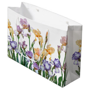 Colourful Purple & Peach Iris  Large Gift Bag