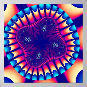 Colourful Purple, Pink and Light Blue Fractal Poster