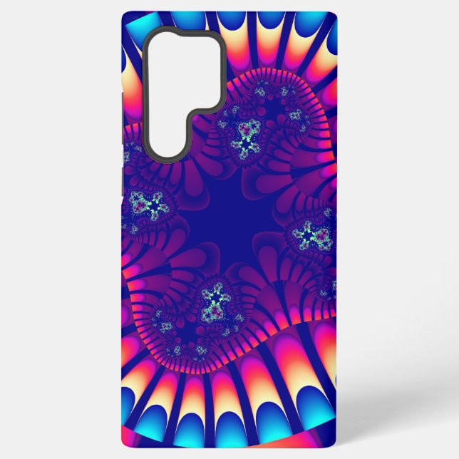 Colourful Purple, Pink and Light Blue Fractal Samsung Galaxy S22 Ultra Case (Back)