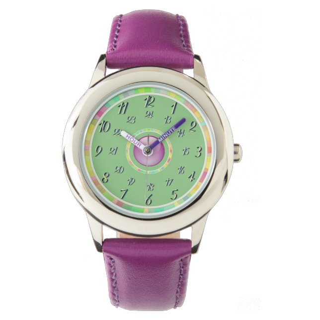 Colourful Purple Pink Green Watch (Front)