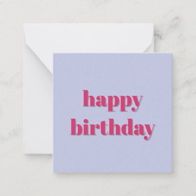 Colourful Purple & Pink Modern Birthday Note Card (Front)