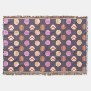 Colourful Purple, Pink & Orange Polka Dot Pattern Throw Blanket