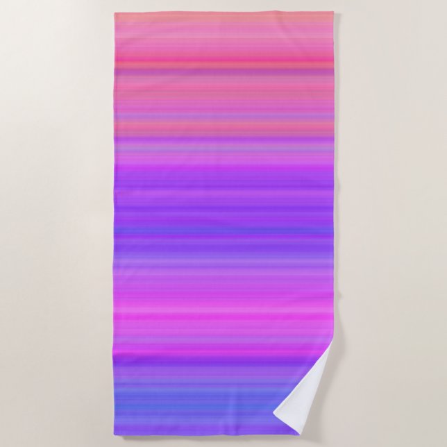 Colourful Purple Pink Stripes Beach Towel (Front)