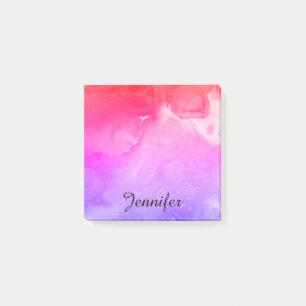 Colourful Purple Pink Watercolor Personalised Post-it Notes