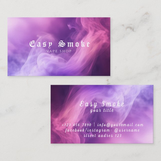 Colourful Purple Smoke Vape Shop Business Card (Front/Back)