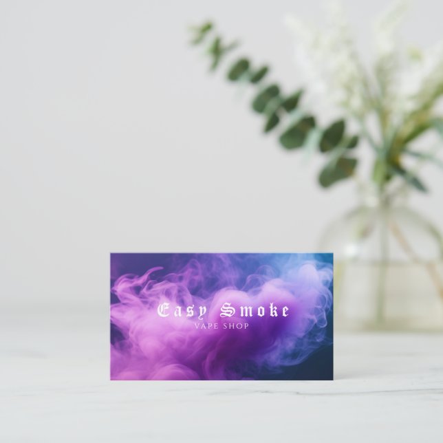 Colourful Purple Smoke Vape Shop Business Card (Standing Front)