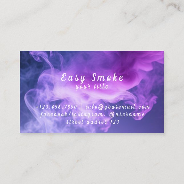 Colourful Purple Smoke Vape Shop Business Card (Back)
