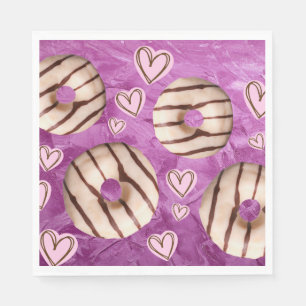 Colourful Purple Striped Doughnuts Paper Napkins