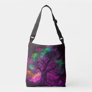 Colourful Purple Tree Stars Universe Artwork   Crossbody Bag