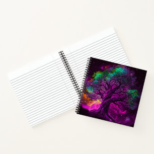Colourful Purple Tree Stars Universe Artwork Notebook