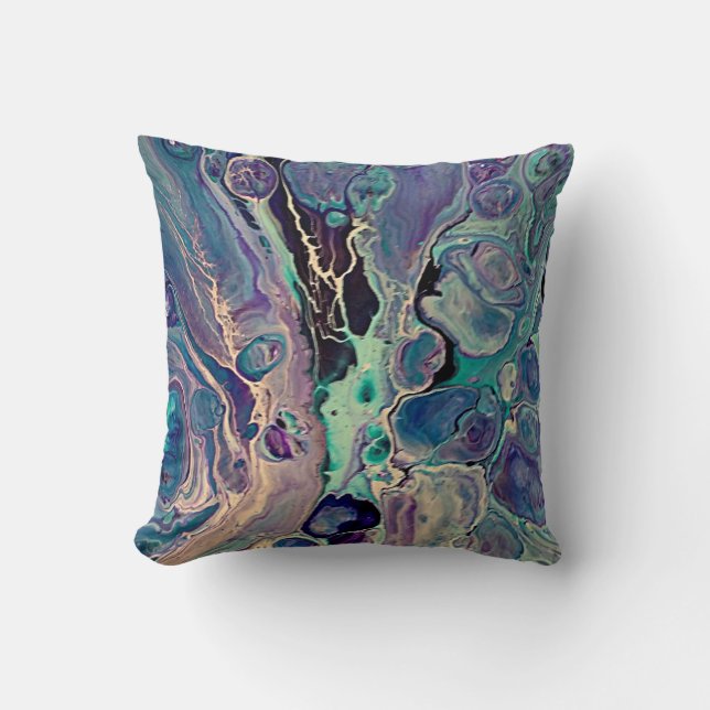 Colourful Purple Ultra Violet Marble Fluid Square Cushion (Front)