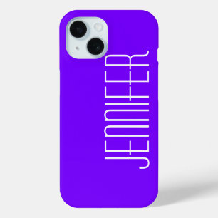 Colourful Purple & White, Minimalist, Jumbo Name iPhone 15 Case