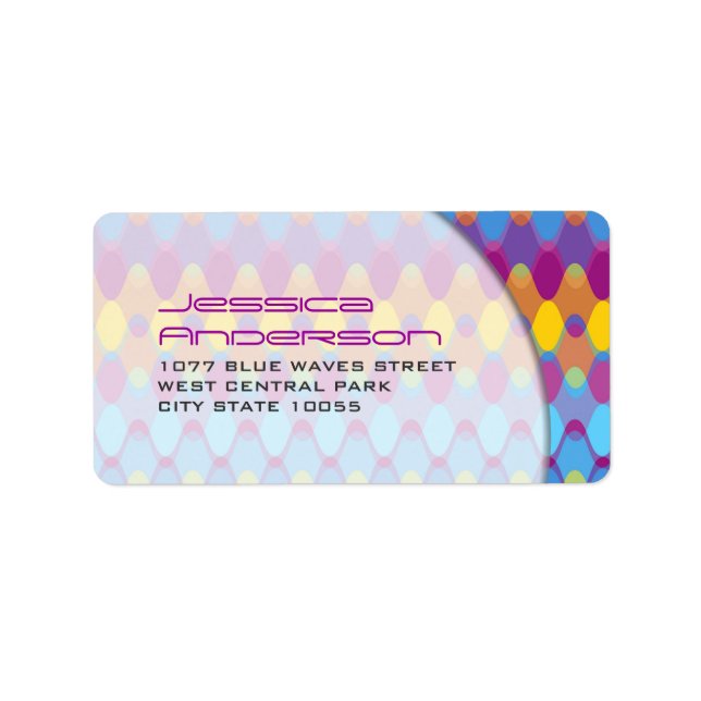 Colourful Purple Zig Zag Pattern Mod Waves Address Label (Front)