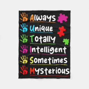 Colourful Puzzle Autism Awareness Totally Intellig Fleece Blanket