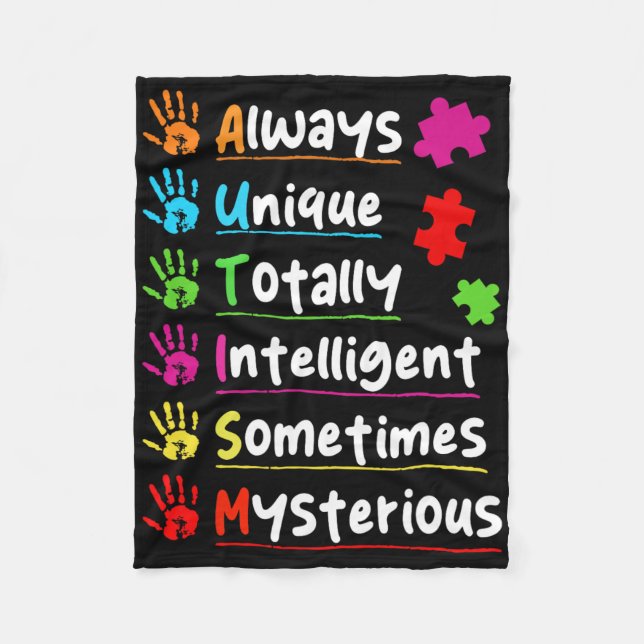 Colourful Puzzle Autism Awareness Totally Intellig Fleece Blanket (Front)