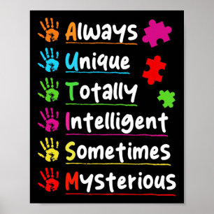 Colourful Puzzle Autism Awareness Totally Intellig Poster