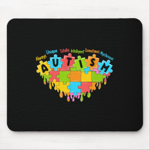 Colourful Puzzle Heart Love Retro Autism Awareness Mouse Pad