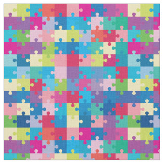 Colourful Puzzle Pattern Autism Awareness Fabric
