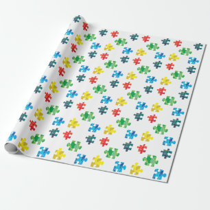 Colourful puzzle piece design wrapping paper