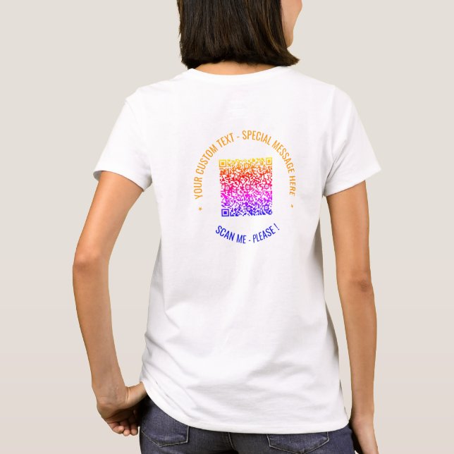 Colourful QR Code T-Shirt Custom Text and Colours (Back)