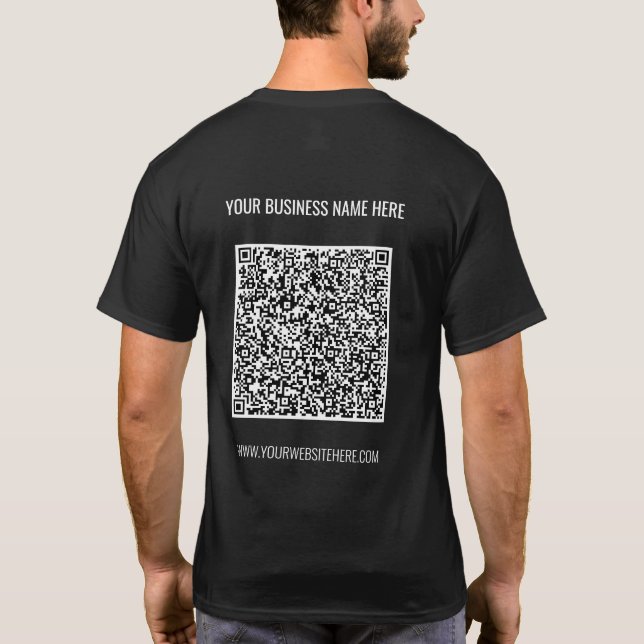 Colourful QR Code with Custom Text Business T-Shir T-Shirt (Back)
