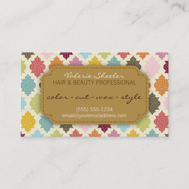 Colourful Quatrefoil Hair & Beauty Coupon Discount (Front)