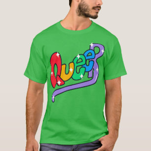 Colourful Queer Word Art Rainbow Pride LGBTQ T-Shirt