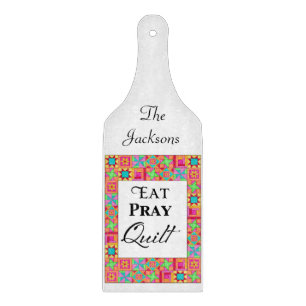 Colourful Quilt Blocks Border Art Eat Pray Quilt Cutting Board