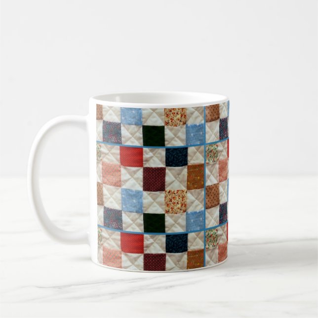 Colourful quilt pattern coffee mug (Left)