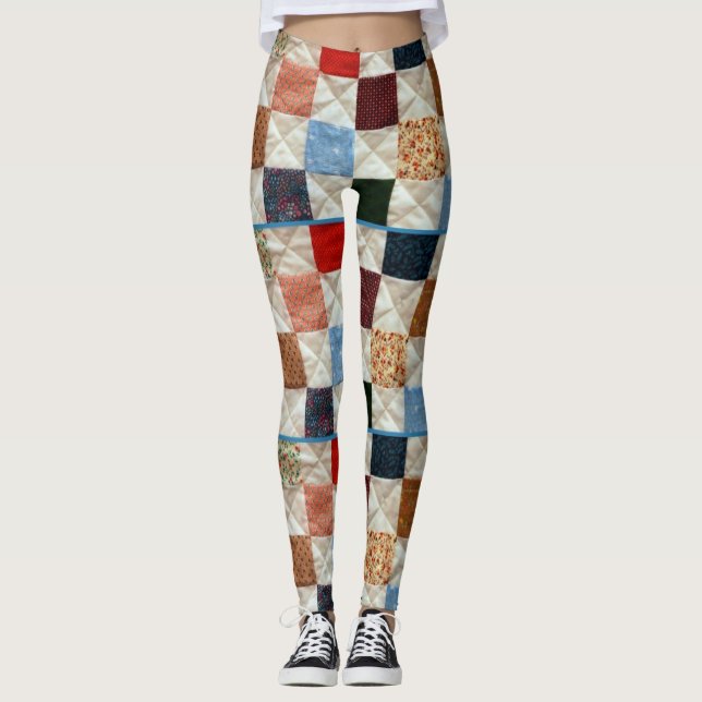 Colourful quilt pattern leggings (Front)