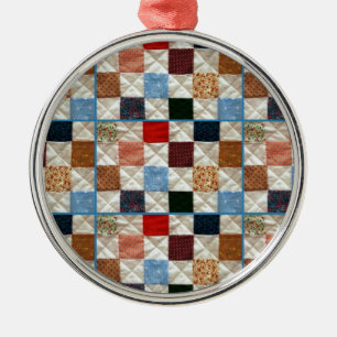 Colourful quilt squares pattern metal tree decoration