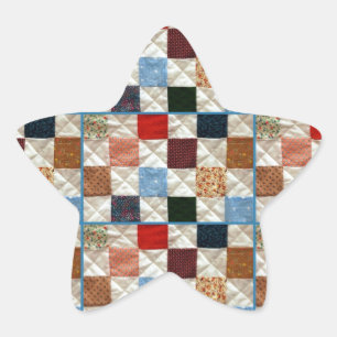 Colourful quilt squares pattern star sticker