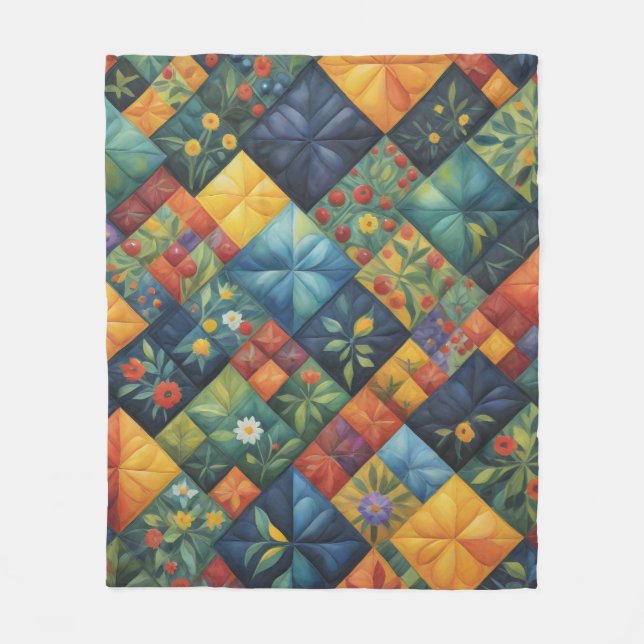 Colourful Quilting Pattren - Quilting Lover  Fleece Blanket (Front)
