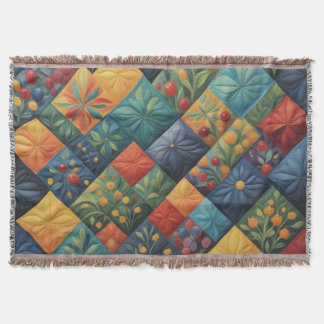Colourful Quilting Pattren - Quilting Lover Throw Blanket