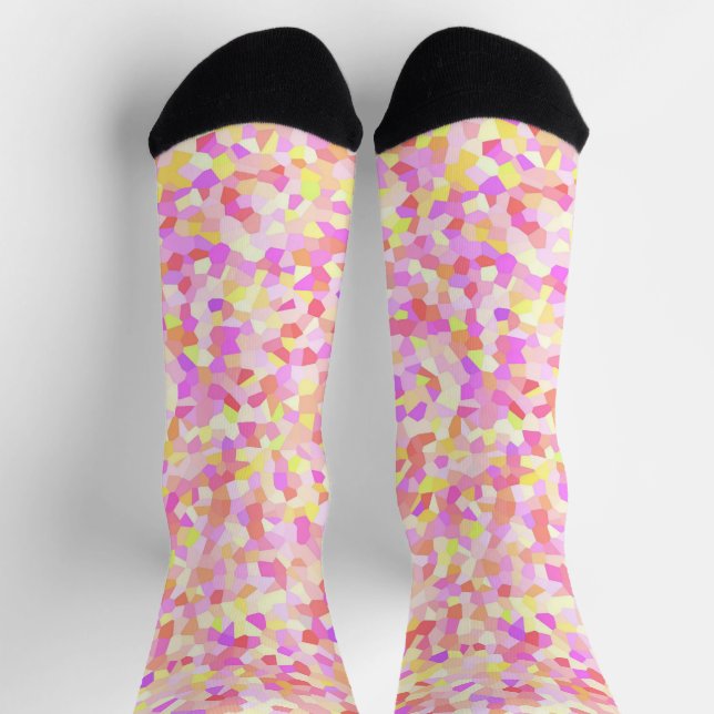 Colourful Quirky Boho Funky Groovy Sprinkle Mosaic Socks (Top)