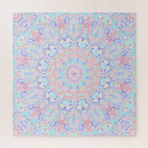 Colourful Quirky Boho Hippie Retro Pastel Mandala Jigsaw Puzzle