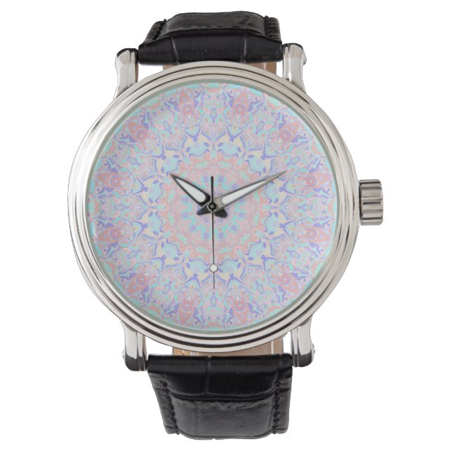 Colourful Quirky Boho Hippie Retro Pastel Mandala Watch (Front)