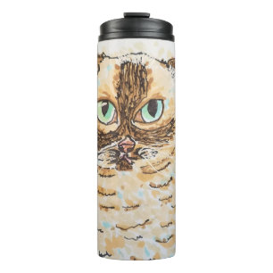 Colourful Quirky Cat Portrait Thermal Tumbler