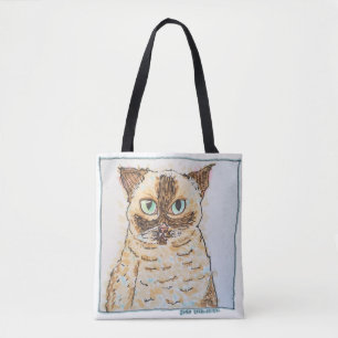 Colourful Quirky Cat Portrait Tote Bag