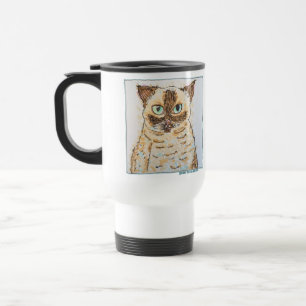 Colourful Quirky Cat Portrait Travel Mug