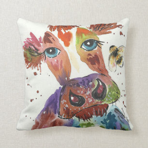 Colourful, Quirky Cow Cushion