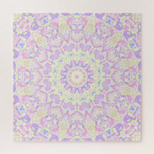 Colourful Quirky Groovy Boho Hippie Retro Mandala Jigsaw Puzzle
